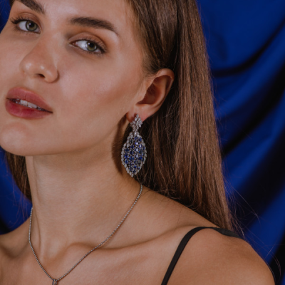 Серьги No name 20,0 ct Natural Sapphire & 1.85 ct Natural Diamonds