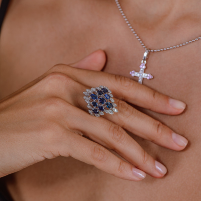 Кольцо No name 2,60 ct Natural Sapphire & 0.51 ct Natural Diamonds