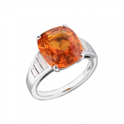 Кольцо Mercury Natural Sapphire 6,03 ct. Vivid Yellowish Orange
