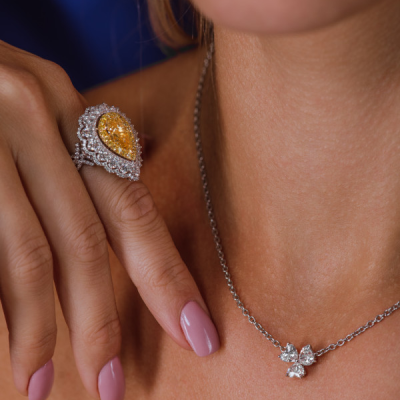 Кольцо GIA 3,03 ct Pear Cut Fancy Yellow/VS1