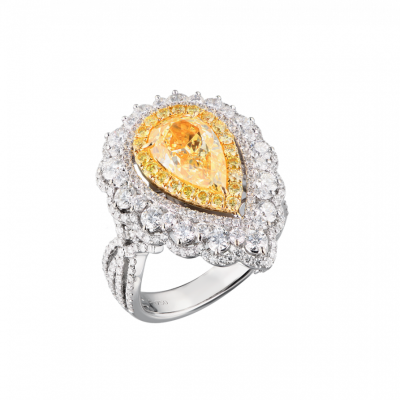 Кольцо GIA 3,03 ct Pear Cut Fancy Yellow/VS1