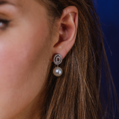 Комплект No name 10 mm Akoya Pearl & Diamonds