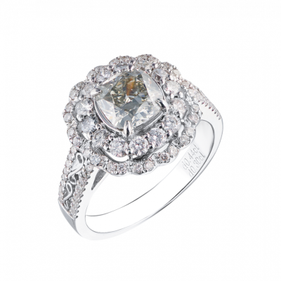 Кольцо GIA 1,25 ct Fancy Gray/SI1 Cushion Cut Diamond