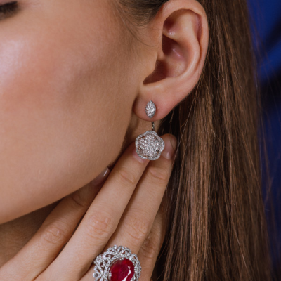 Кольцо No name 9.8 ct Natutal Red Ruby & 1.80 ct White Diamonds