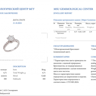 Кольцо No name 2,19 ct Faint Blue/VS2 Rount Cut Diamonds