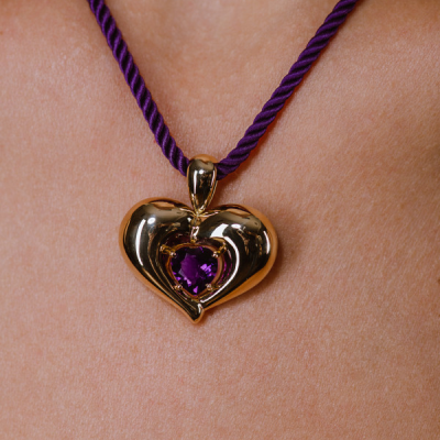 Подвеска Van Cleef & Arpels Open Heart Amethyst & Yellow Gold