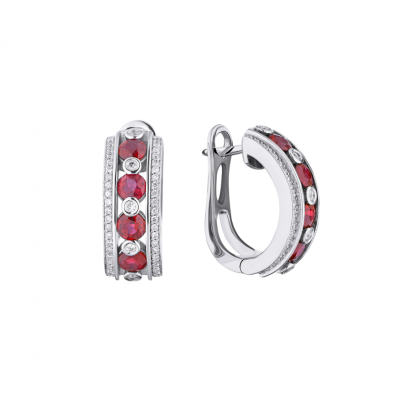 Серьги Ralfdiamonds Natural Ruby 2.10 ct & Round Cut Diamonds 0.54 ct