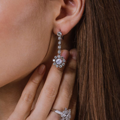 Серьги No name 1,02 - 1,03 ct G/SI3 & 3.35 ct Round Diamonds