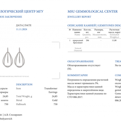 Серьги Ralfdiamonds 11.80 ct Round Cut Diamonds & White Gold