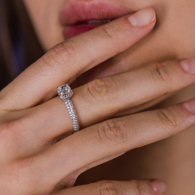 Кольцо No name 1,01 ct G/VS1 Cushion Cut Diamond & White Gold