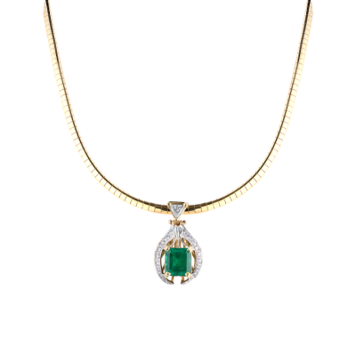 Колье No name с изумрудом 3,60 ct Strong Bluish Green/SI1 и бриллиантами