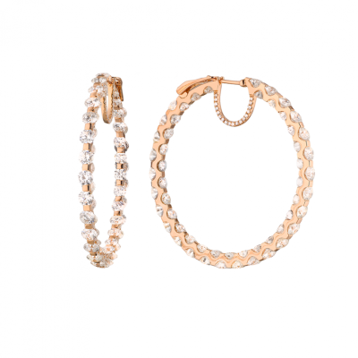 Серьги Ralfdiamonds 14,58 ct Round Cut Diamonds & Rose Gold Hoop
