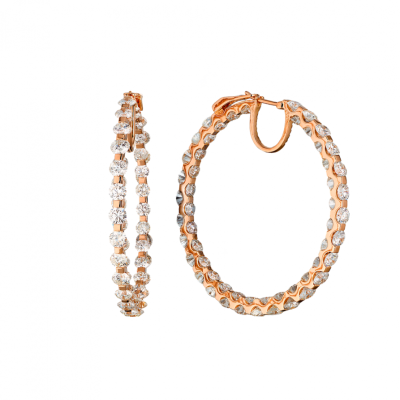 Серьги Ralfdiamonds 14,58 ct Round Cut Diamonds & Rose Gold Hoop