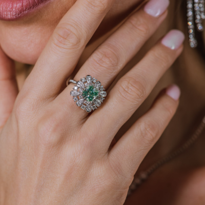 Кольцо GIA 2,00 ct Light Green-Yellow/I1 Princess Cut Diamond
