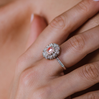 Кольцо GIA 0,70 ct Natural Faint Pink/VS2 Cushion Cut Diamond