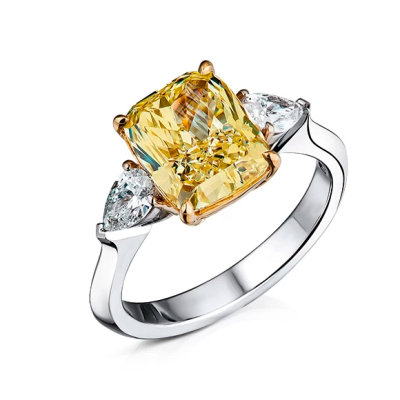 Кольцо GIA 4.18 ct Natural Fancy Yellow/SI1 Cushion Cut Diamond