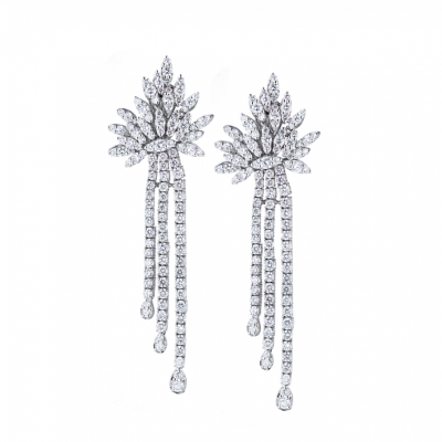 Серьги No name 6,40 ct Round Diamonds & White Gold