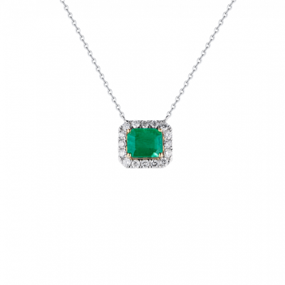 Колье No name  с изумрудом 1,30 ct Intense Slightly Bluish Green/I2 и бриллиантами