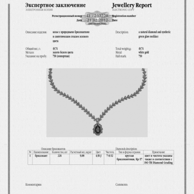 Колье No name Green Pearl Emerald & 9.08 ct Diamonds & White Gold