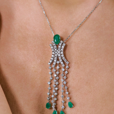 Подвеска No name 2,75 ct Round Diamonds & Green Stone