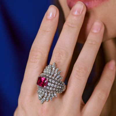 Кольцо No name Red Ruby 3,50 ct Radiant & 3.50 ct Diamonds & White Gold