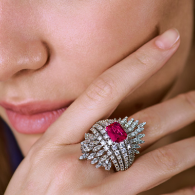 Кольцо No name Red Ruby 3,50 ct Radiant & 3.50 ct Diamonds & White Gold