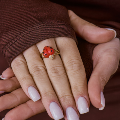Кольцо de Grisogono Coccinelle Collection Coral & Onyx & Diamonds & Yellow Gold Ring