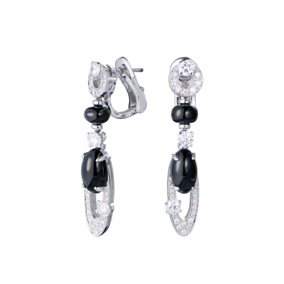 Серьги Bvlgari Elisia Vintage Diamonds & Onyx & White Gold Earrings