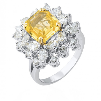 Кольцо No name 4.14 ct Natural Sapphire Intense Yellow & Diamonds