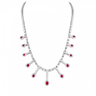 Колье No name Natural Ruby 3,35 ct Strong-Deep Purplish Red & 7.50 ct Natural Diamonds