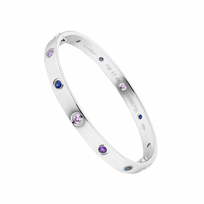 Браслет No name в стиле Cartier Love WHITE GOLD, AQUAMARINES, SAPPHIRES, SPINELS, AMETHYSTS (SIZE 17)