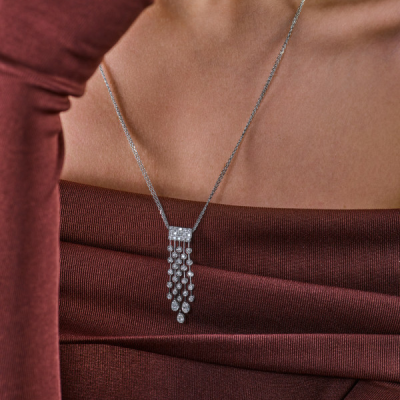 Колье No name 1,53 ct Pear & Round Cut Diamonds & White Gold