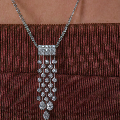 Колье No name 1,53 ct Pear & Round Cut Diamonds & White Gold