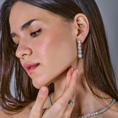 Серьги No name 5,01 G/VS1 Round Cut Diamonds & White Gold