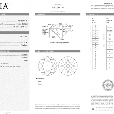 Кольцо Mercury 1.03 ct E/VVS2 Round Cut White Gold GIA