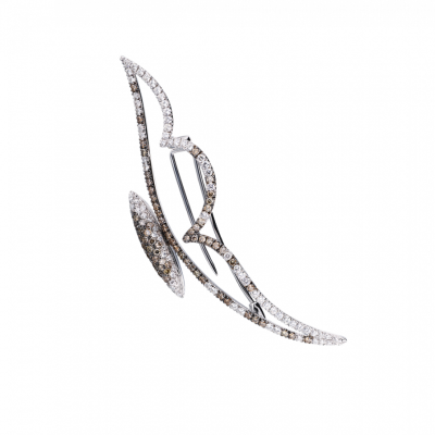 Брошь No name 2,60 ct Round Cut White & Fancy Brown Diamonds