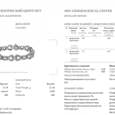 Браслет No name 3,58 ct Round & Baguette Cut Diamonds & White Gold