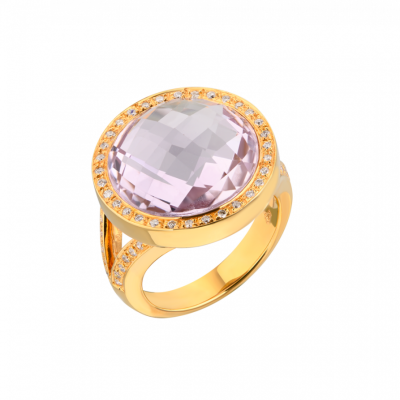 Кольцо No name Amethyst & Diamonds & Yellow Gold