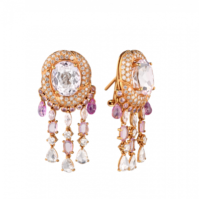 Серьги No name Amethyst & Diamonds & Yellow Gold