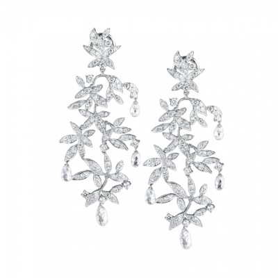 Серьги No name 7,10 ct Round & Briolette Cut Diamonds & White Gold