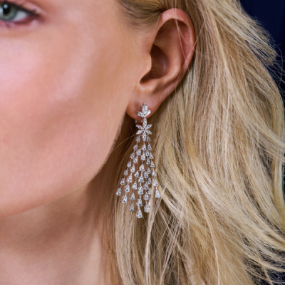 Серьги No name 3,50 ct Round Cut Diamonds & White Gold