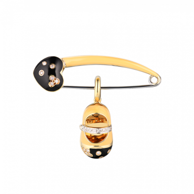 Брошь Aaron Basha Baby Safety Pin Brooch + Shoe Charm