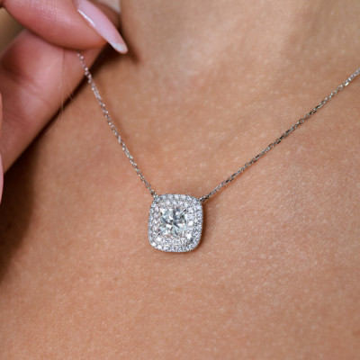 Подвеска GIA 2,02 ct H/VS1 Cushion Cut Diamond & White Gold