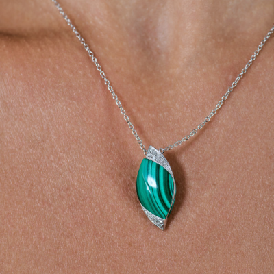 Подвеска Utopia Selene Malachite & Diamonds White Gold