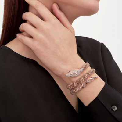 Браслет Bvlgari Serpenti Rose Gold & Diamonds & Onyx (SIZE 17)