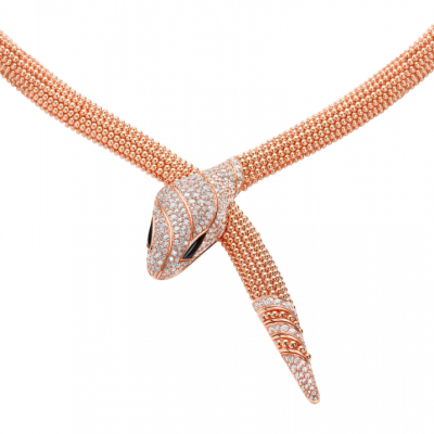 Колье Bvlgari Serpenti Rose Gold & Diamonds & Onyx (SIZE L)