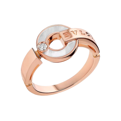 Кольцо Bvlgari Rose Gold & Diamond & Mother of Pearl (SIZE 53)