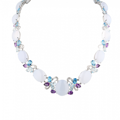Колье Oro Vitchenza Jewellery Louna Stone & Diamonds & Multigemstone & White Gold
