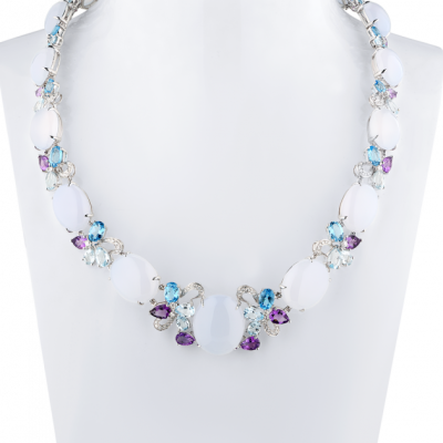Колье Oro Vitchenza Jewellery Louna Stone & Diamonds & Multigemstone & White Gold