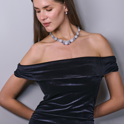 Колье Oro Vitchenza Jewellery Louna Stone & Diamonds & Multigemstone & White Gold